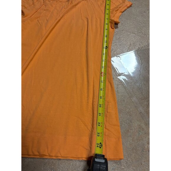 Theory Orange Short Cap Sleeve Pleated Neck T-shirt Top Pima Cotton Stretch P XS - Picture 10 of 11